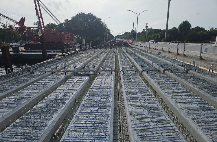 Phase I FSB slabs in place for spans 60 62, July 2024