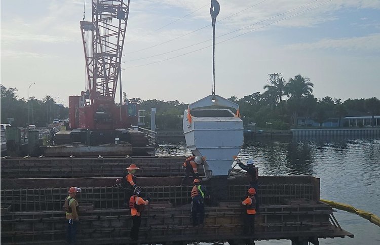 Phase 2 placing concrete for cap bent 57, July 2025