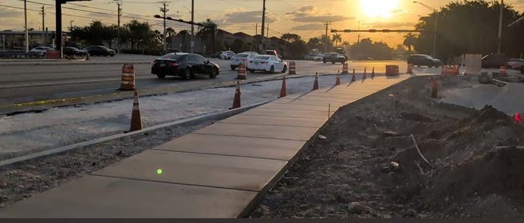 New sidewalk on SW corner of Flamingo Road and Pembroke Road   May 2025