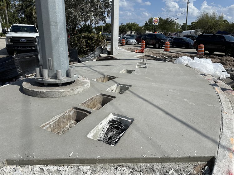 Concrete Sidewalk at Northeast Corner of Forest Hill Blvd. and Military Trail.   March 2025