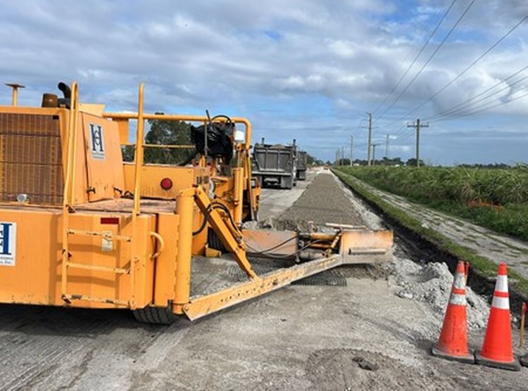 NB SR 729 base material placement after shoulder widening   November 2024