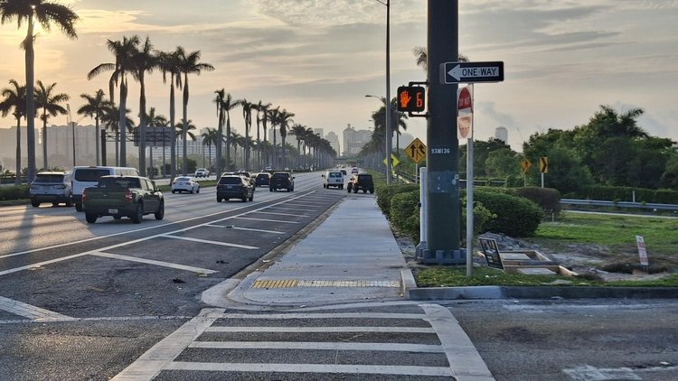 New Ped signal and Sidewalk ? Okeech obee Blvd East Bound   June 2025