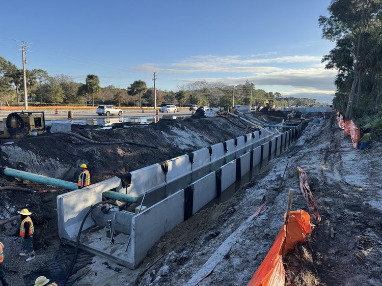 Box Culvert progress on CR 512 Midway Road facing east, Feb. 2025