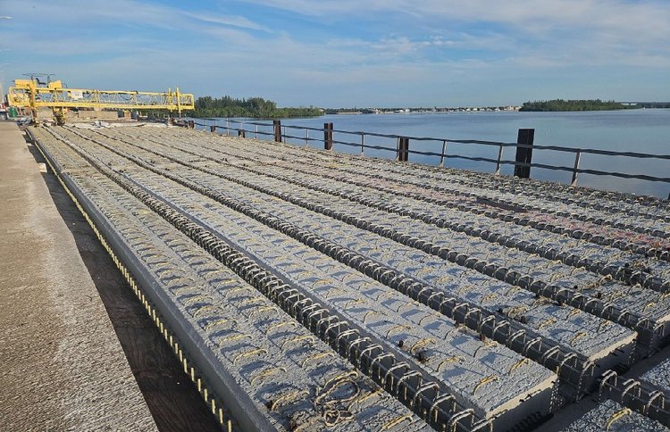 Reinforcing stirrups tied and installed for Phase I FSB spans 57 60, Aug. 2024