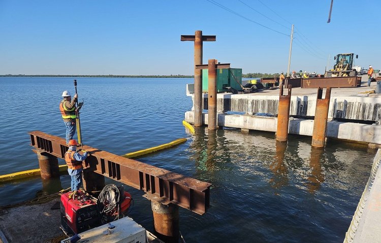 Surveying of trestle bent 6, March 2025