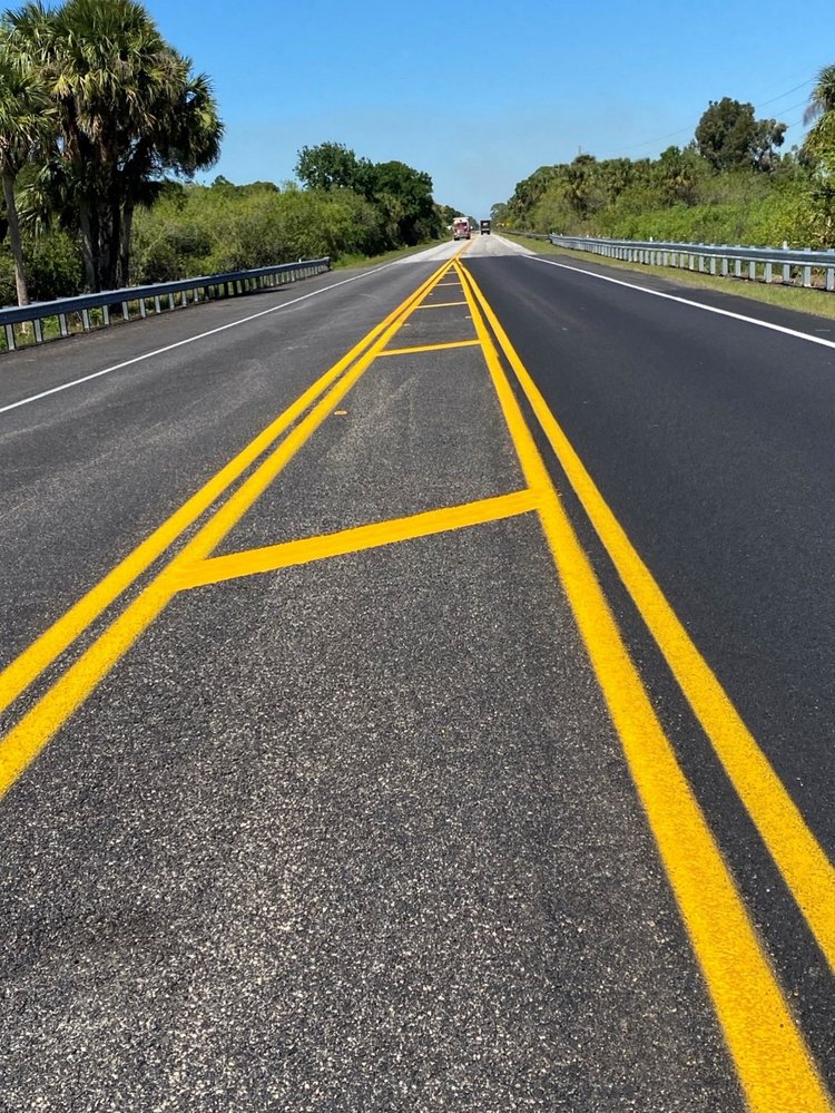 Final pavement markings on SR 710  Warfield Boulevard looking west, March 2025