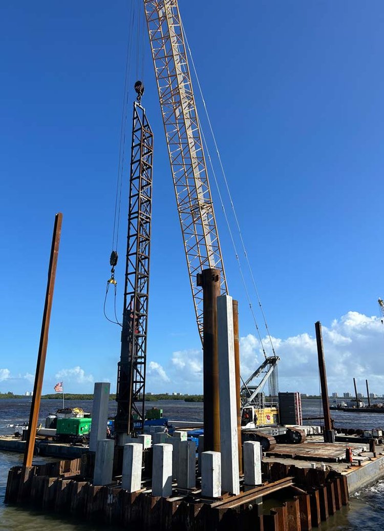Main bridge, pier 13 pile driving operation, Oct. 2024