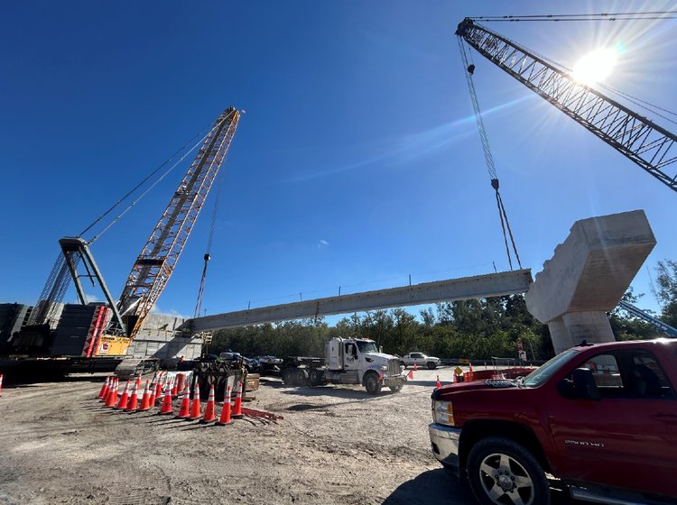 Main Bridge  Span 26 Beam Installation, Jan. 2025