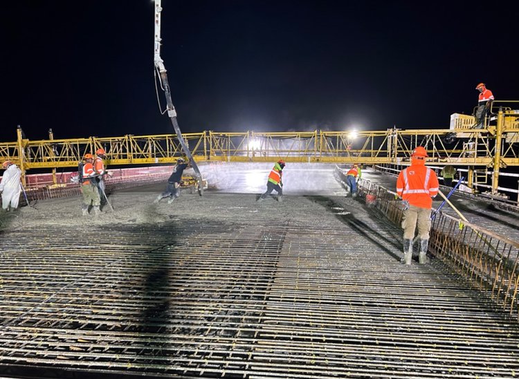 Main Bridge  Spans 25 Concrete Deck Placement, April 2025