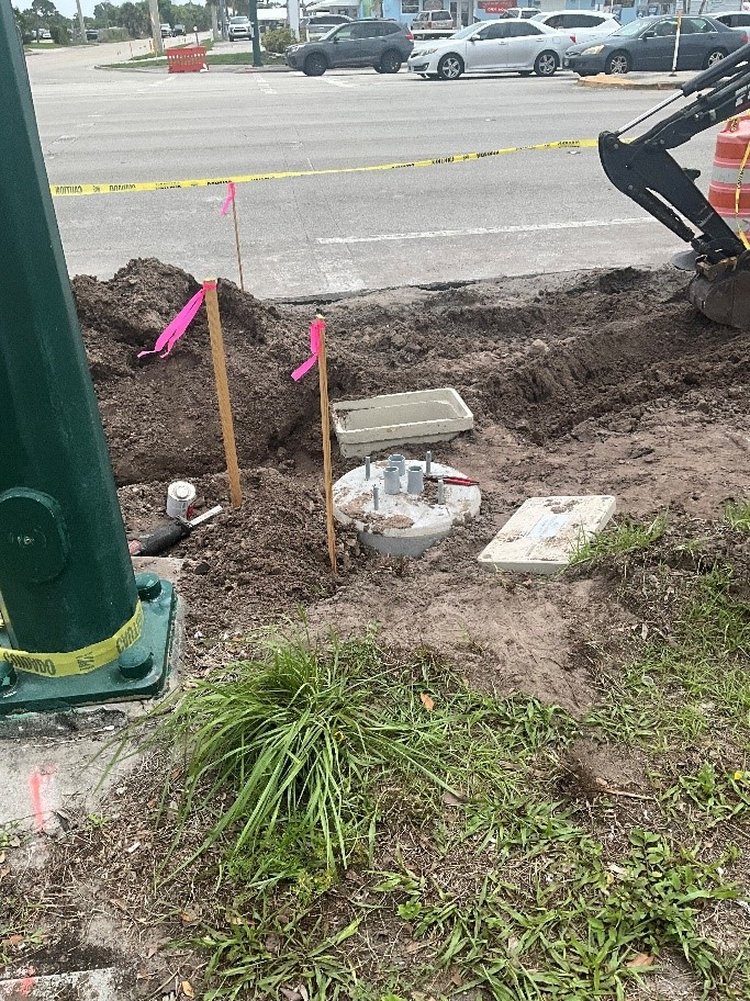 Removal of sidewalk along US 1 and SE Central parkway, June 2025