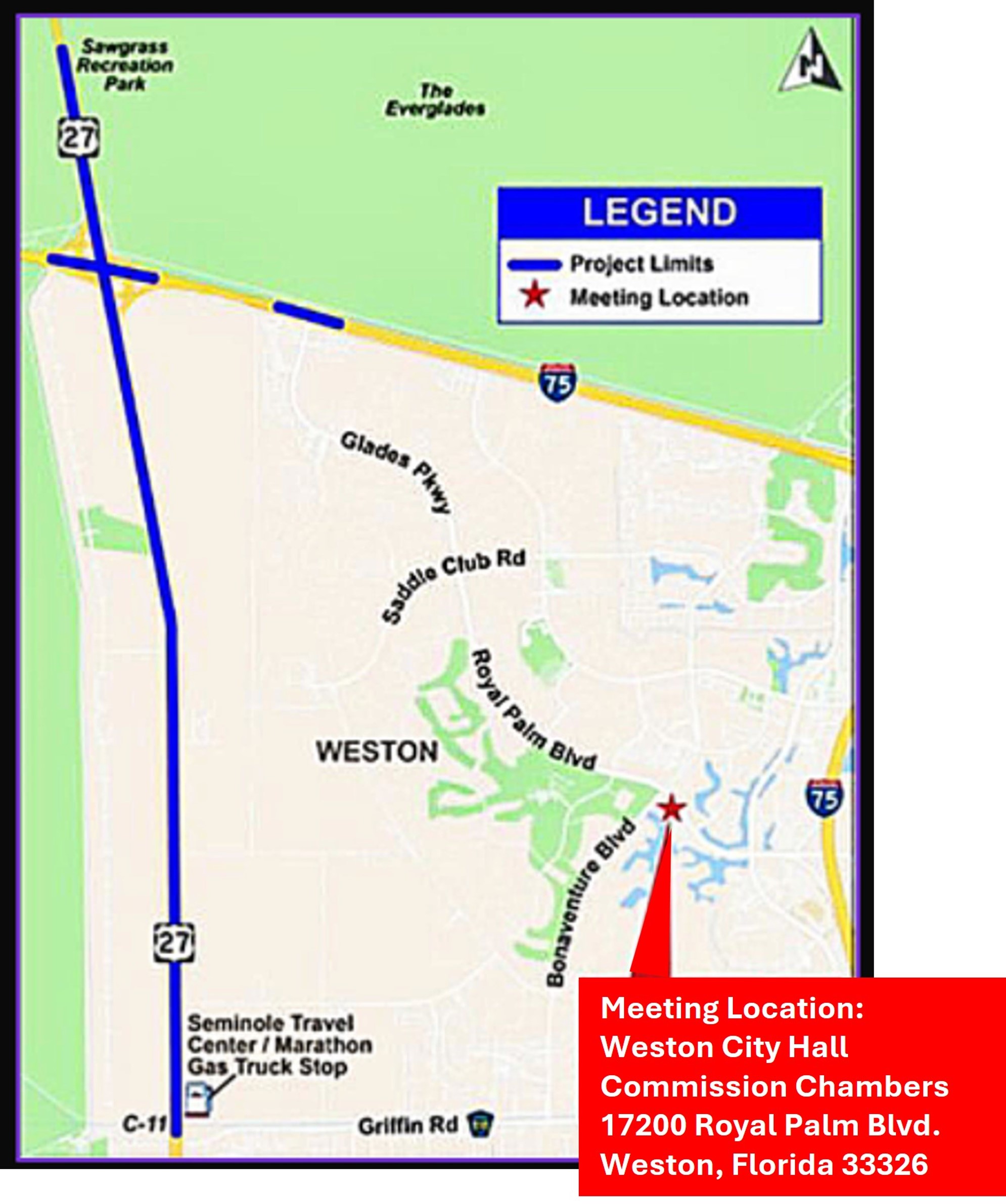 Meeting Location map: Weston City Hall Commission Chambers 17200 Royal Palm Blvd. Weston, Fl 33326